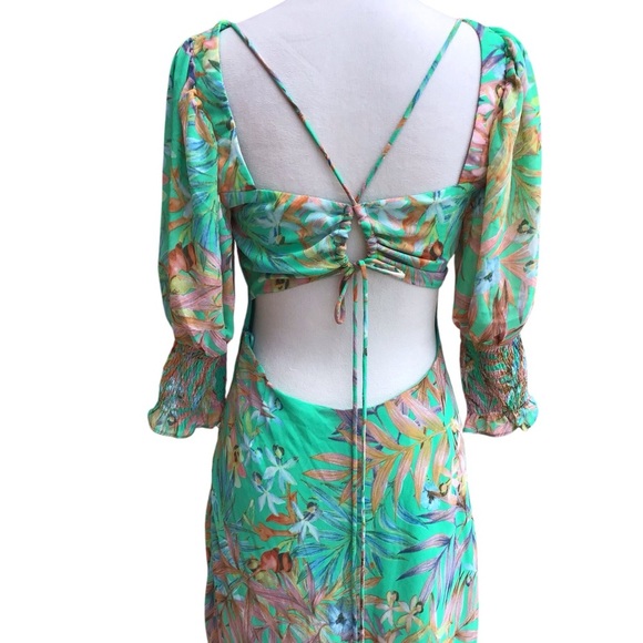 Luxxel Green Tropical Open Back Maxi Dress Women’s Size Large - Picture 7 of 8